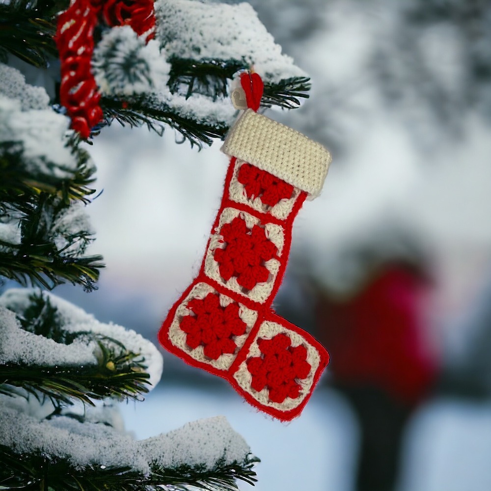 Handmade Vintage Crocheted Christmas Stocking